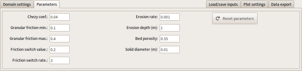 Parameters box